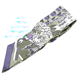 Hermès-Hermes Twilly Scarf in Pink and Green-Pink,Multiple colors,Green