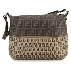 Fendi-Fendi Zukka Zucchino Shoulder Bag-Brown,Beige