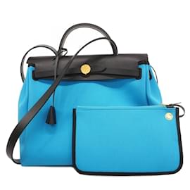 Hermès-Sac à main Hermes Airbag Zip PM Toile Officier-Noir,Bleu