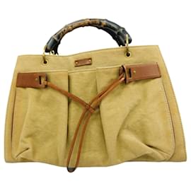 Gucci-Gucci Tote Bag Bamboo 109138-Brown,Beige