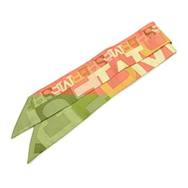 Hermès-Écharpe Muffler Hermès Twilly Capitals-Rose,Multicolore