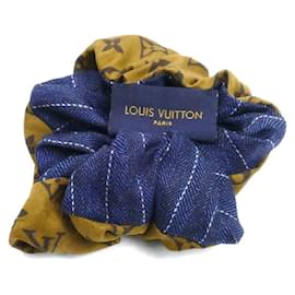 Louis Vuitton-Louis Vuitton Silk Be Mindful Hair Scrunchie-Brown,Navy blue