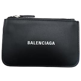 Balenciaga-Porte-monnaie en cuir noir Balenciaga-Noir