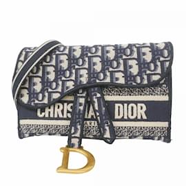 Christian Dior-Christian Dior Navy Canvas Shoulder Bag-Navy blue