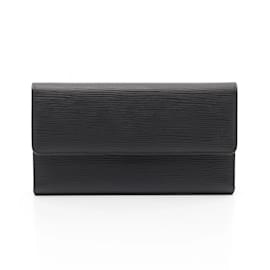 Louis Vuitton-Louis Vuitton Epi Leather Tri-fold Long Wallet-Black