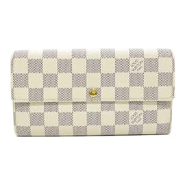 Louis Vuitton-Louis Vuitton Damier Azur Long Wallet-Other,Cream
