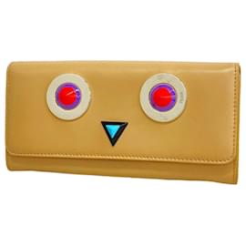 Fendi-Fendi Beige Leather Long Wallet-Beige