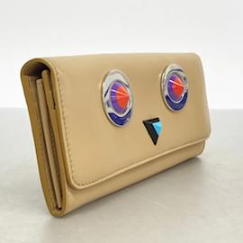 Fendi-Fendi Beige Leather Long Wallet-Beige