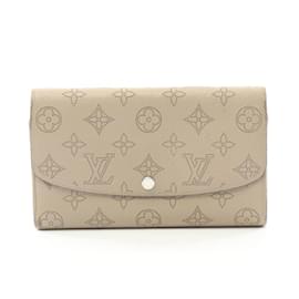 Louis Vuitton-Louis Vuitton Beige Leather Bi-Fold Long Wallet-Beige