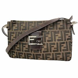 Fendi-Fendi Brown Nylon Canvas Shoulder Bag-Brown