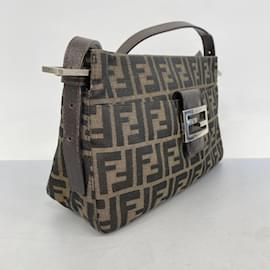 Fendi-Fendi Brown Nylon Canvas Shoulder Bag-Brown