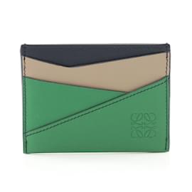 Loewe-Loewe Puzzle Plain Card Holder-Beige,Green,Navy blue