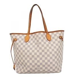 Louis Vuitton-Louis Vuitton Damier Azur Neverfull MM Tote Bag-White