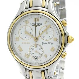 Relógio cronógrafo Longines Golden Wing em aço dourado Outro