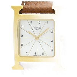 Hermès Reloj de pulsera de cuero chapado en oro Hermes Heure H con cuarzo Otro
