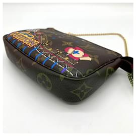 Louis Vuitton-Mini Pochette Acessórios Vivienne Holiday da Louis Vuitton-Marrom,Monograma
