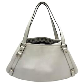 Gucci-Gucci Abbey White Leather Shoulder Tote Bag-White