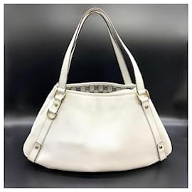 Gucci-Gucci Abbey White Leather Shoulder Tote Bag-White
