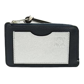 Loewe-Loewe Anagram Coin Card Holder-Silvery,Navy blue