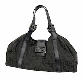 Fendi-Fendi Zucchino Nylon Canvas Handbag-Black