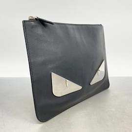 Fendi-Fendi Black Leather Clutch Bag-Black