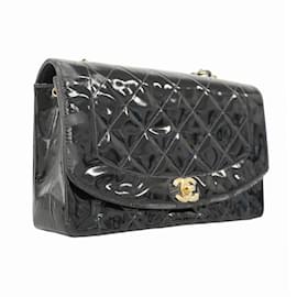 Chanel-Chanel Black Patent Leather Shoulder Bag-Black