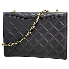 Chanel-Chanel Black Lambskin Shoulder Bag-Black