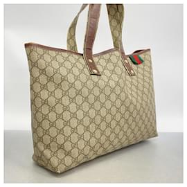 Gucci-Gucci Tote Bag GG Supreme Sherry Line-Brown