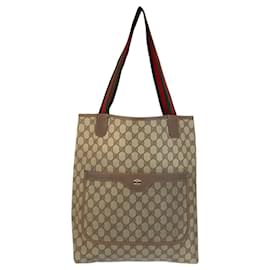 Gucci-Gucci Vintage Sherry Line Tote Bag-Brown,Beige