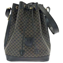 Céline-Celine Vintage Macadam Drawstring Shoulder Bag-Brown,Black