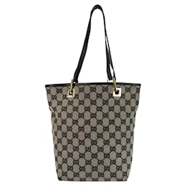 Gucci-Gucci GG Canvas Leather Tote Bag-Brown,Black