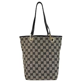 Gucci-Gucci GG Canvas Leather Tote Bag-Brown,Black