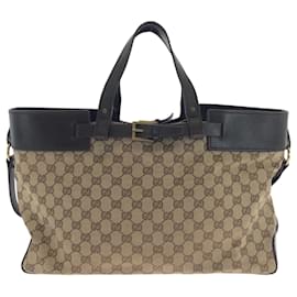 Gucci-Gucci Brown GG Canvas Handbag Tote-Brown