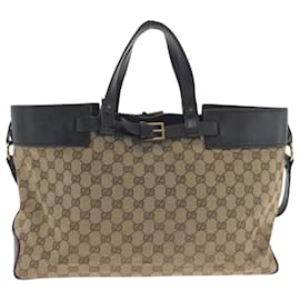 Gucci-Gucci Brown GG Canvas Handbag Tote-Brown