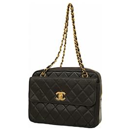 Chanel-Chanel Black Lambskin Shoulder Bag-Black
