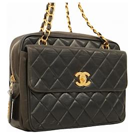 Chanel-Chanel Black Lambskin Shoulder Bag-Black