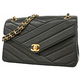 Chanel-Chanel Black Lambskin Shoulder Bag-Black