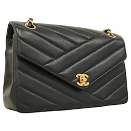 Chanel-Chanel Black Lambskin Shoulder Bag-Black