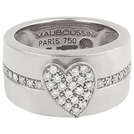Mauboussin Anillo Corazón de Diamantes en Oro Blanco de 18K Plata Metálico