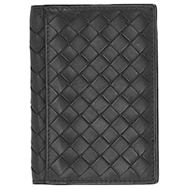 Bottega Veneta- Bottega Veneta Intreciatto Card Holder in Brown Leather-Black