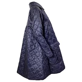 Dries Van Noten- Dries Van Noten Quilted Down Coat in Navy Blue Polyamide-Blue,Navy blue