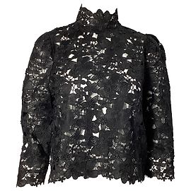 Ba&Sh Paul Lace Blouse in Black Polyester Black