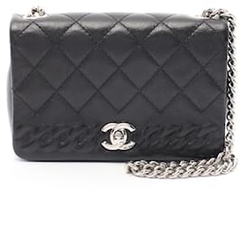 Chanel-Chanel Leather Matelasse Single Flap Shoulder Bag 25365095-Black