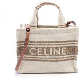 Céline-Celine Canvas SMALL CABAS TIE Handbag 199162EZ7-Brown,Beige