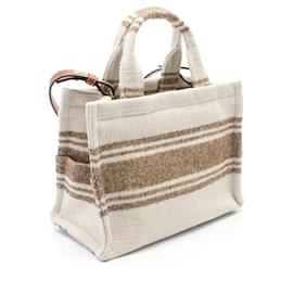 Céline-Celine Canvas SMALL CABAS TIE Handbag 199162EZ7-Brown,Beige
