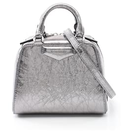 Givenchy-Givenchy Leather Antigona Cube Nano Handbag BB50ZUB1Q9070-Silvery,Metallic