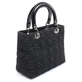 Christian Dior-Dior Denim Leather Lady Dior 2way Bag-Black