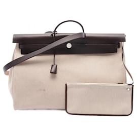 Hermès-Hermes Toile GM Évelyne Zip 50 Retourné Cabin Handbag U Stamp (2022)-Brown,Beige
