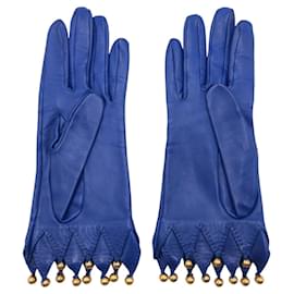 Hermès-Hermes Blue Leather Gloves Gloves 411450-Blue
