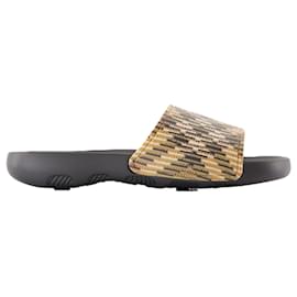 Burberry-Dive Check sandals - Burberry - Synthetic - Beige-Brown,Beige